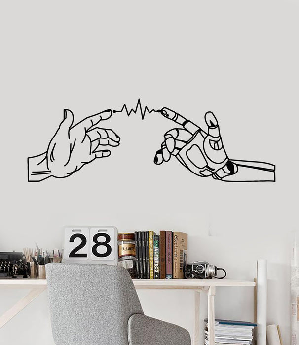 Vinyl Wall Decal Robot Human Hands Mechanical Cyber Teen Room Stickers Mural (g2315)