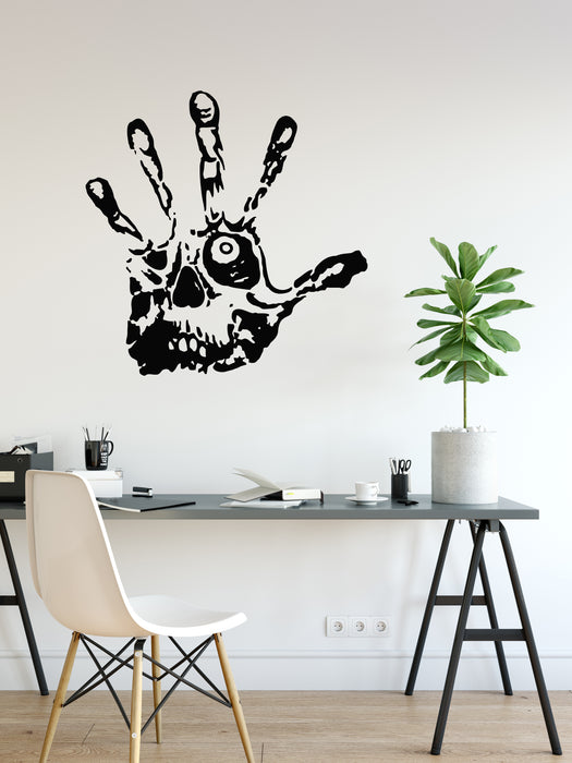 Vinyl Wall Decal Skull Palm Track Hand Boys Room Halloween Stickers Mural (g8275)