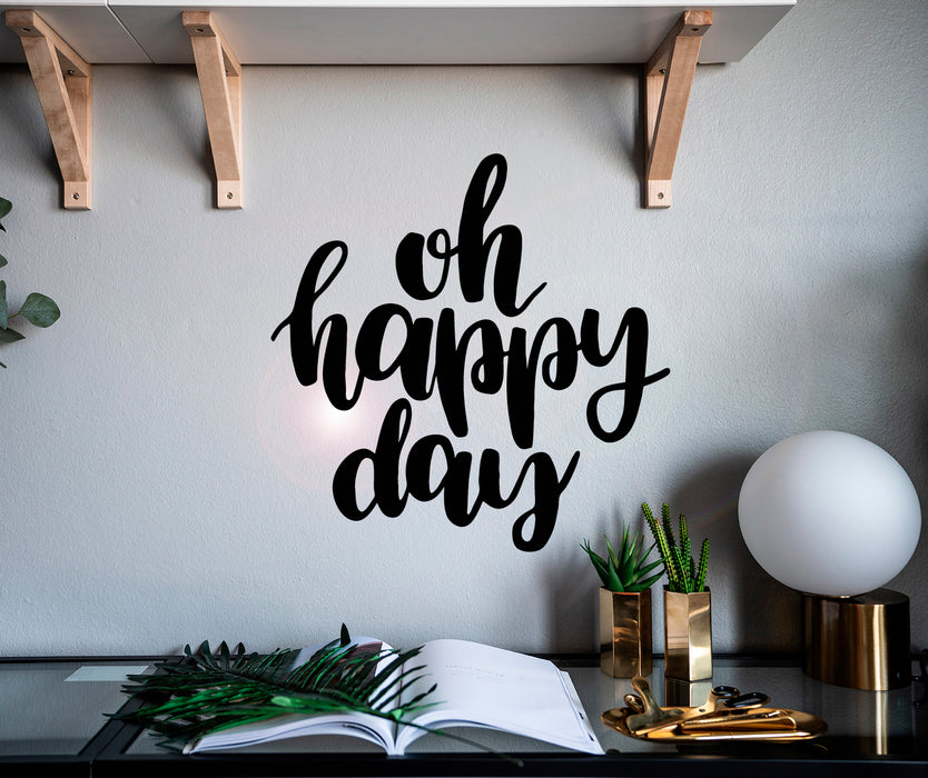 Autocollant mural en vinyle avec inscription « Oh Happy Day » - Idée de décoration pour la maison - 57,1 x 57,1 cm - gz156