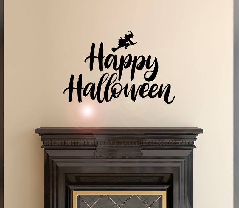Autocollant mural en vinyle avec inscription « Happy Halloween Witch Magic Witchcraft » 22,5 po x 15 po gz157
