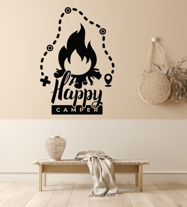 Vinyl Wall Decal Camping Happy Camp Decor Travel Adventure Map Stickers Mural (g6533)