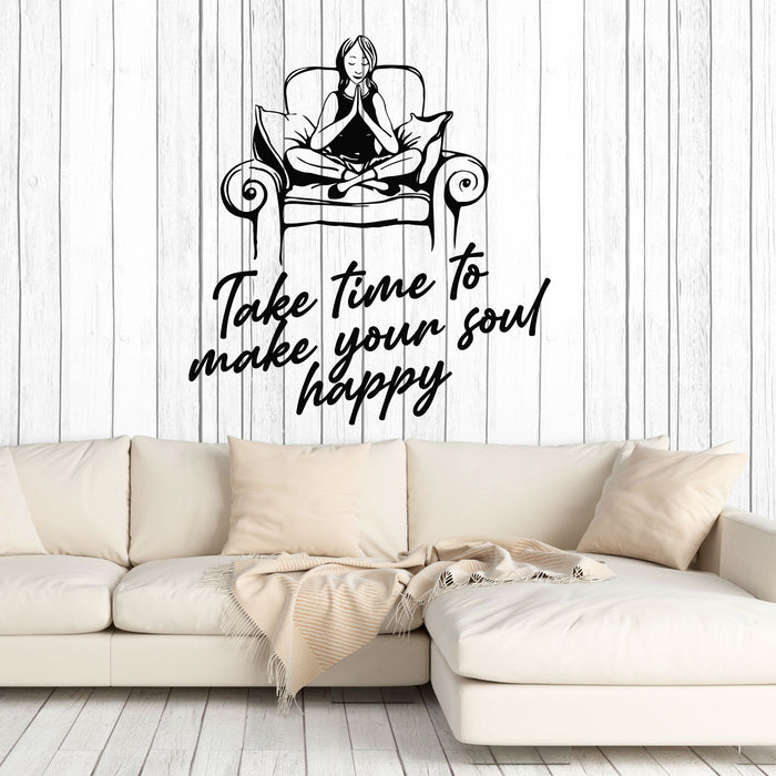 Vinyl Wall Decal Take Time Soul Happy Inspiring Quote Art Stickers Mural (g8277)