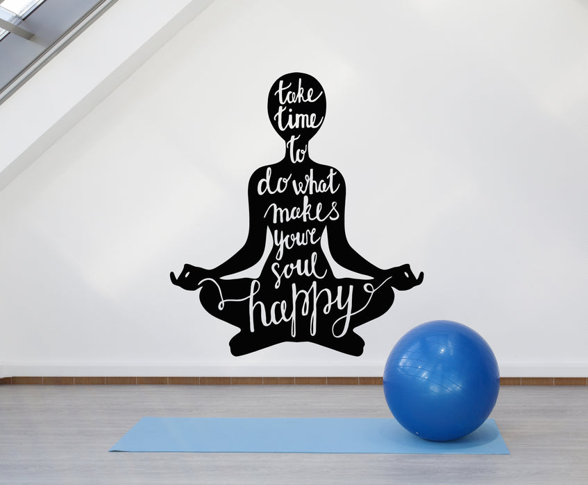 Vinyl Wall Decal Soul Happy Meditation Room Yoga Lotus Pose Stickers Mural (g5290)