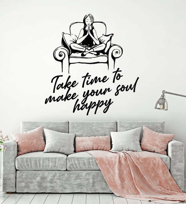 Vinyl Wall Decal Take Time Soul Happy Inspiring Quote Art Stickers Mural (g8277)