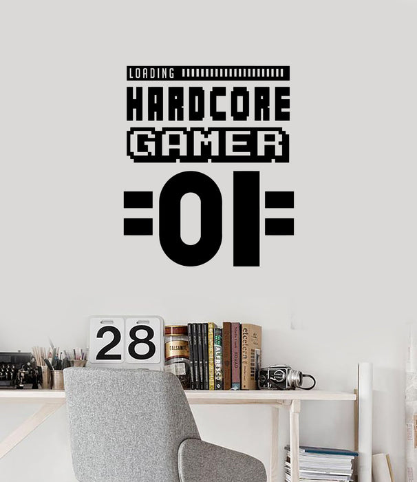 Vinyl Wall Decal Hardcore Gamer Gaming Room Art Video Games Decor Stickers Mural (ig5516)
