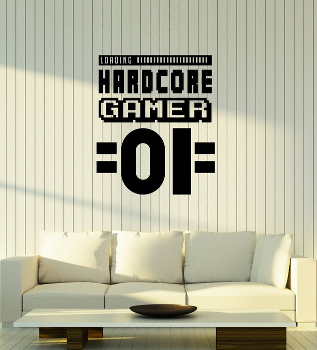 Vinyl Wall Decal Hardcore Gamer Gaming Room Art Video Games Decor Stickers Mural (ig5516)