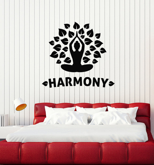 Vinyl Wall Decal Harmony Leaves Meditation Room Yoga Center Buddhism Stickers Mural (ig6127)