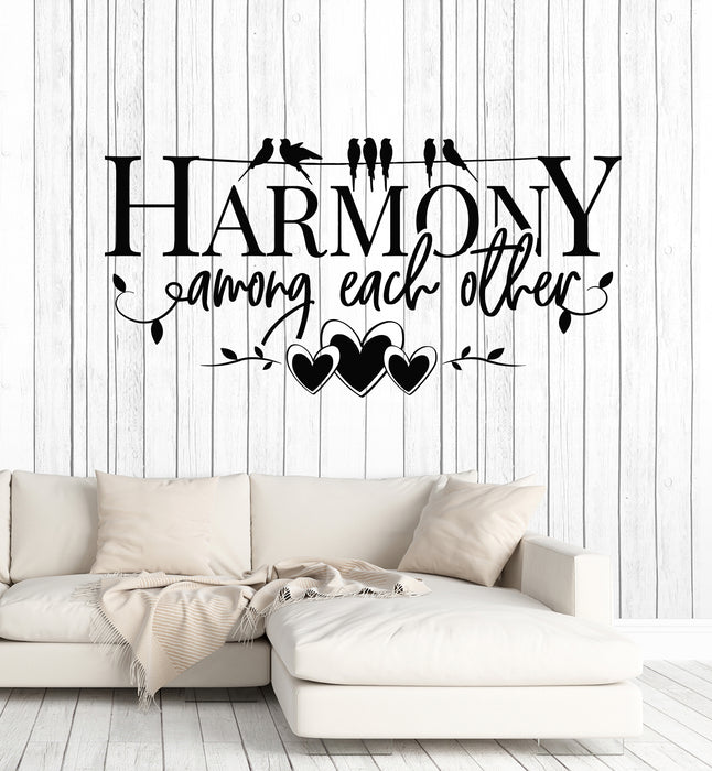 Vinyl Wall Decal Hand Lettering Harmony Among Each Other Words Stickers Mural (g7108)