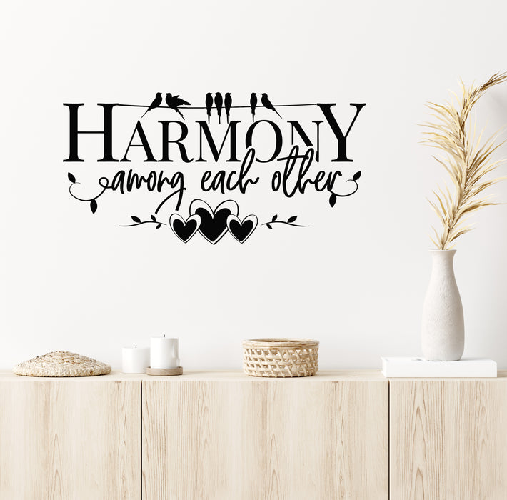 Vinyl Wall Decal Hand Lettering Harmony Among Each Other Words Stickers Mural (g7108)