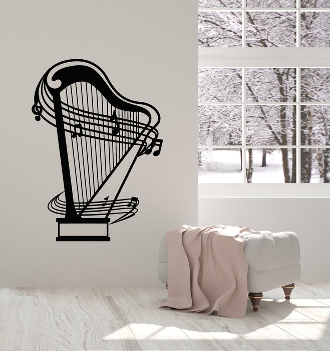 Vinyl Wall Decal Harp Musical Instrument Music Art Decor Stickers Mural (g1720)