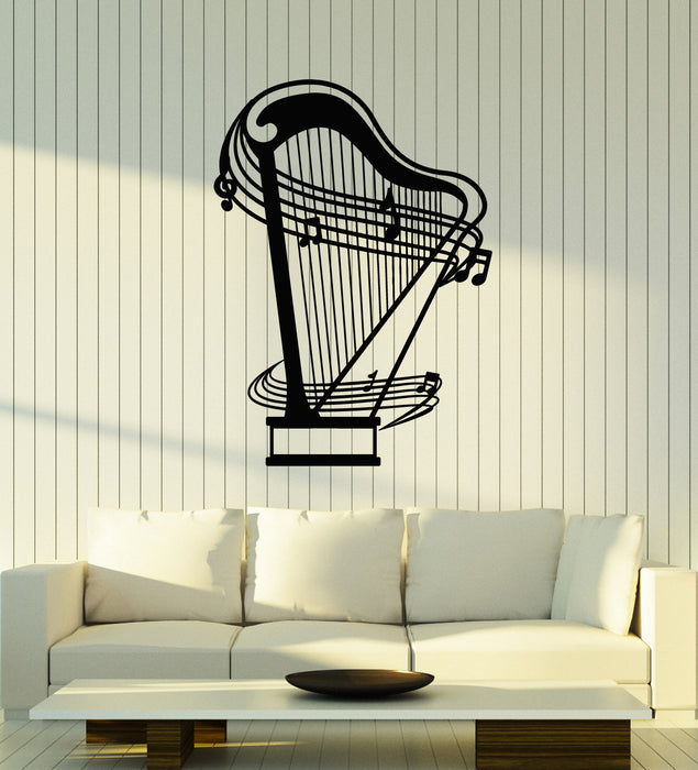 Vinyl Wall Decal Harp Musical Instrument Music Art Decor Stickers Mural (g1720)