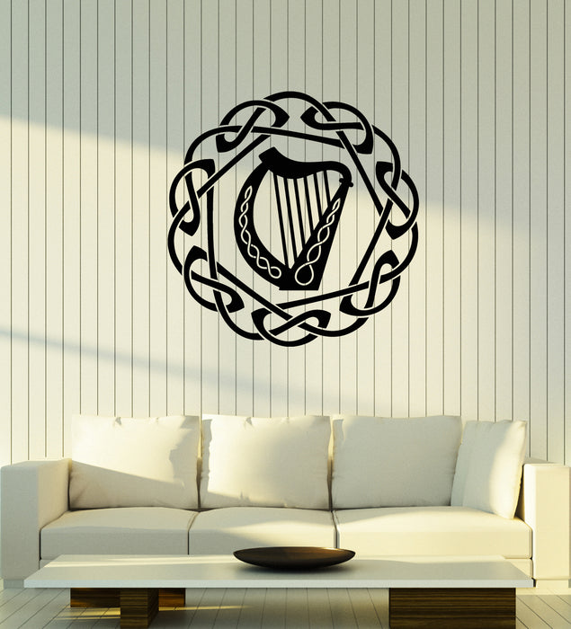 Vinyl Wall Decal Legends Celtic Harp Musical Instrument Stickers Mural (g3674)