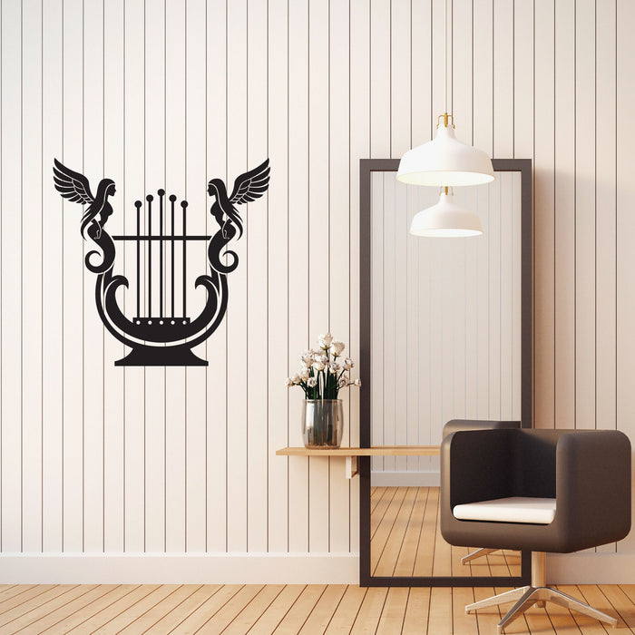 Harp Vinyl Wall Decal Musical Instrument Decor for Music School Stickers Mural (k280)