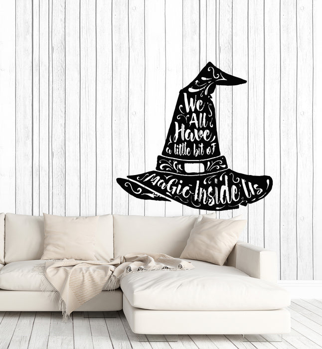 Vinyl Wall Decal Wizard Magic Hat Halloween Phrase Quote Stickers Mural (g4654)