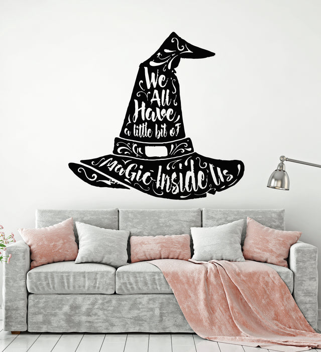 Vinyl Wall Decal Wizard Magic Hat Halloween Phrase Quote Stickers Mural (g4654)