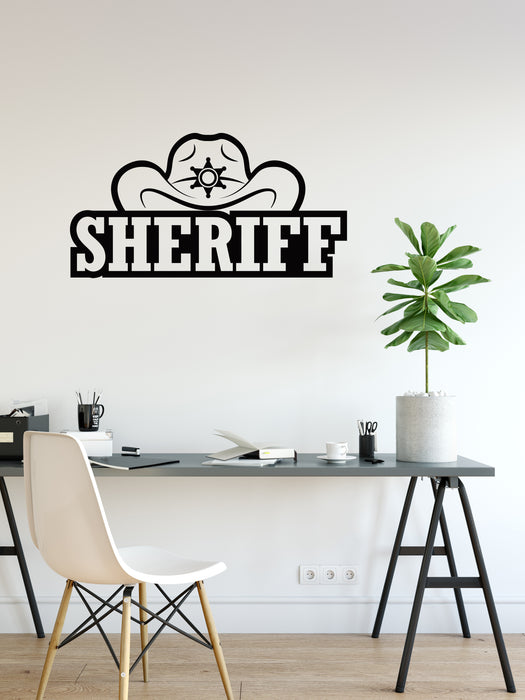 Sheriff Hat Vinyl Wall Decal Living Room Decor Boys Room Decoration Star Art Stickers Mural (k014)