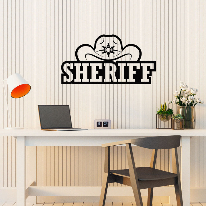Sheriff Hat Vinyl Wall Decal Living Room Decor Boys Room Decoration Star Art Stickers Mural (k014)