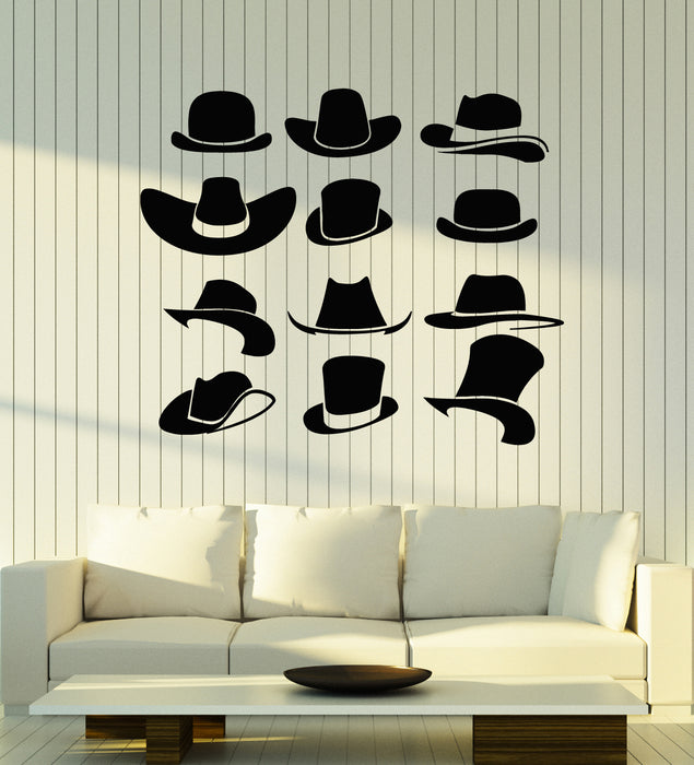 Виниловая наклейка на стену Мужские шляпы Магазин джентльменов Магазин наклейки настенная роспись (g2916)