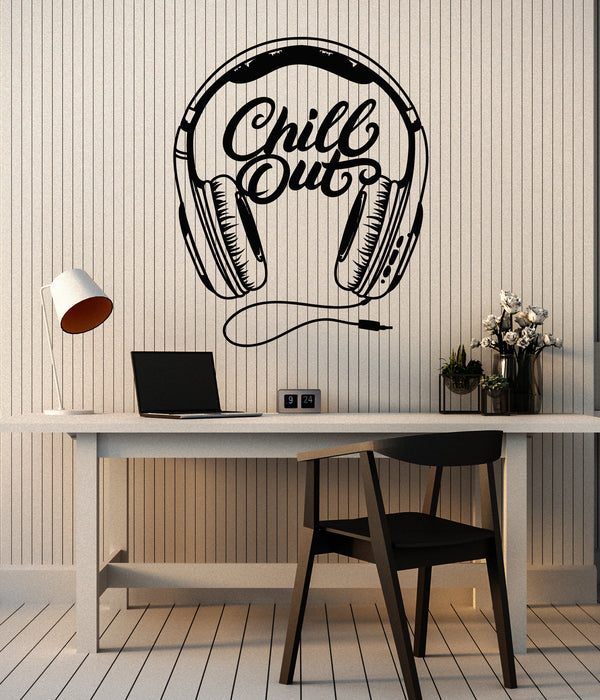 Vinyl Wall Decal Chill Out Relax Headphones Boys Teen Room Stickers Mural (g5069)