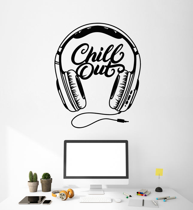 Vinyl Wall Decal Chill Out Relax Headphones Boys Teen Room Stickers Mural (g5069)