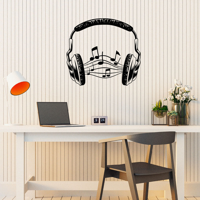Headphones Vinyl Wall Decal Decor for Music Lovers Shops Stickers Mural (k203)