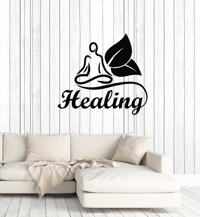 Vinyl Wall Decal Healing Meditation Room Lotus Pose Health Stickers Mural (g3754)