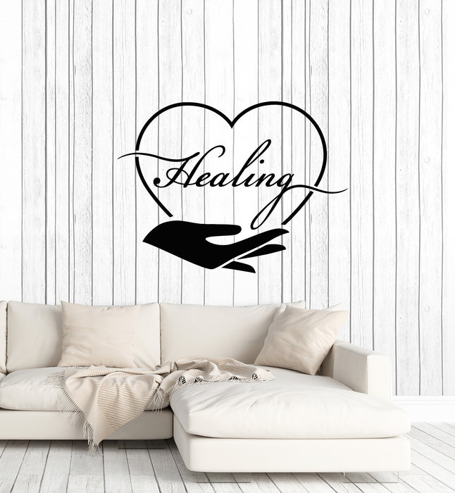 Vinyl Wall Decal Meditation Words Healing Hands Care Love Stickers Mural (g4737)