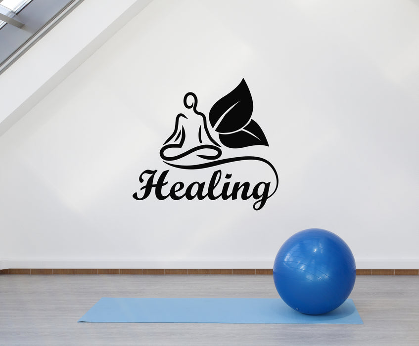 Vinyl Wall Decal Healing Meditation Room Lotus Pose Health Stickers Mural (g3754)