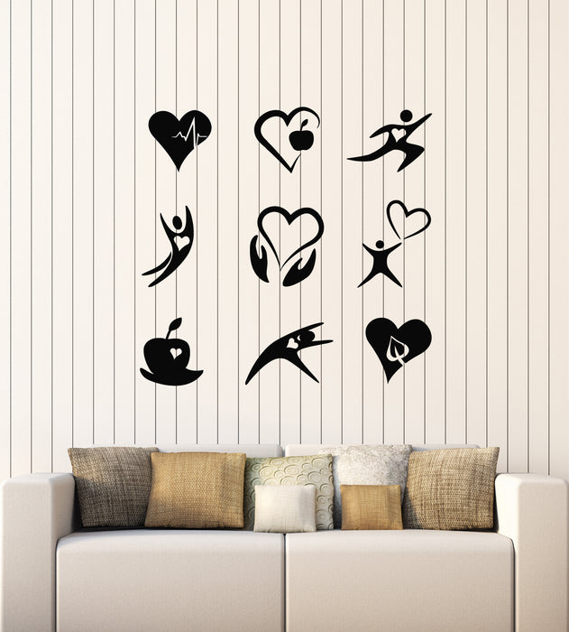 Vinyl Wall Decal Heart Healthy Lifestyle Cardio Medical Health Center Stickers Mural (g2094)