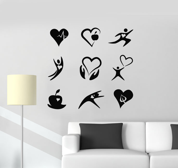 Vinyl Wall Decal Heart Healthy Lifestyle Cardio Medical Health Center Stickers Mural (g2094)