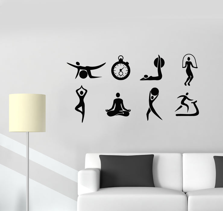 Vinyl Wall Decal Gym Cardio Yoga Fitness Sport Healthy Lifestyle Stickers Mural (g3872)