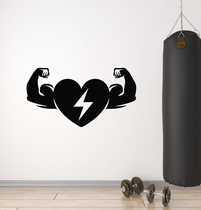 Vinyl Wall Decal Gym Fitness Healthy Lifestyle Heart Muscle Stickers Mural (g5784)