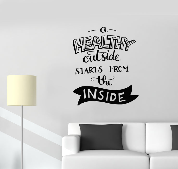 Vinyl Wall Decal Inspiring Quote Words Healthy Outside Gym Stickers Mural (g4218)