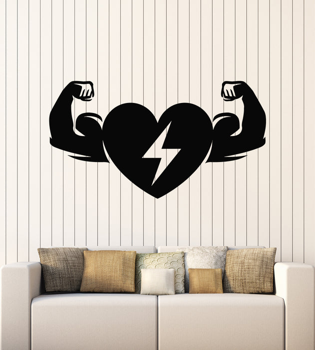 Vinyl Wall Decal Gym Fitness Healthy Lifestyle Heart Muscle Stickers Mural (g5784)