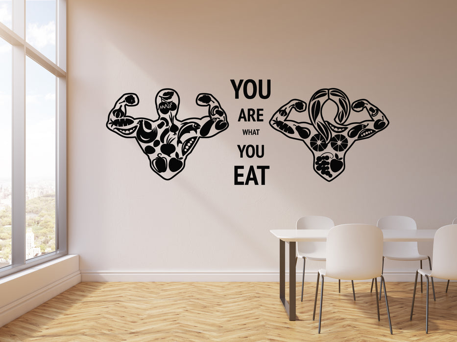Vinyl Wall Decal Healthy Food Lifestyle You Are That You Eat Phrase Stickers Mural (g6815)