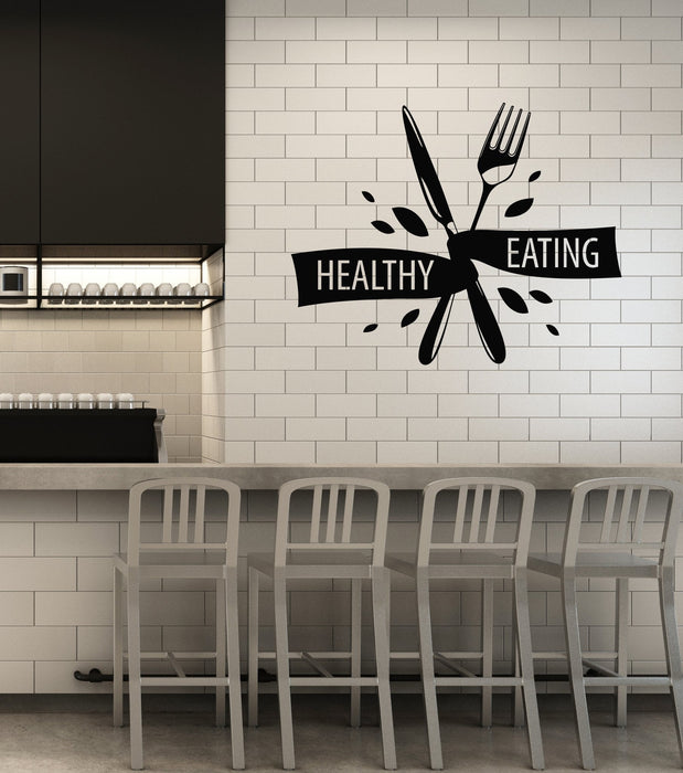 Vinyl Wall Decal Healthy Eating Diet Gym Sports Lifestyle Kitchen Dining Room Interior Stickers Mural (ig5831)
