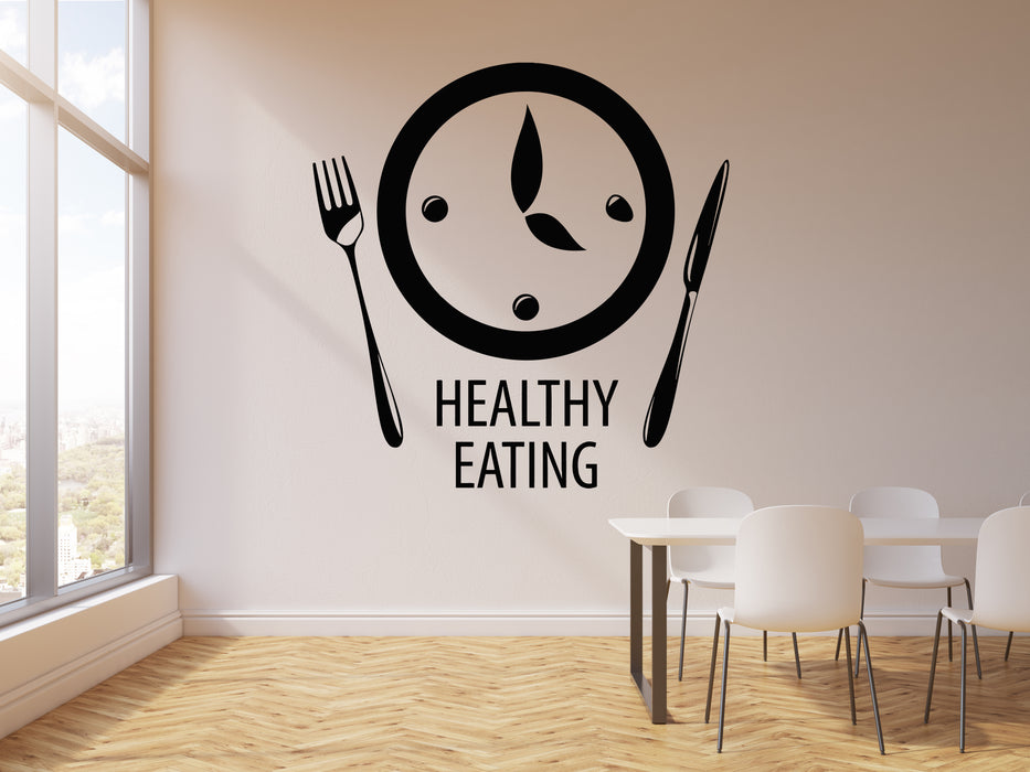 Vinyl Wall Decal Healthy Eating Diet Clock Time To Eat Kitchen Art Stickers Mural (g2056)