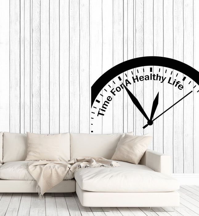 Healthy Lifestyle Vinyl Wall Decal Clock Motivation Sport Gym Stickers Mural (ig5320)