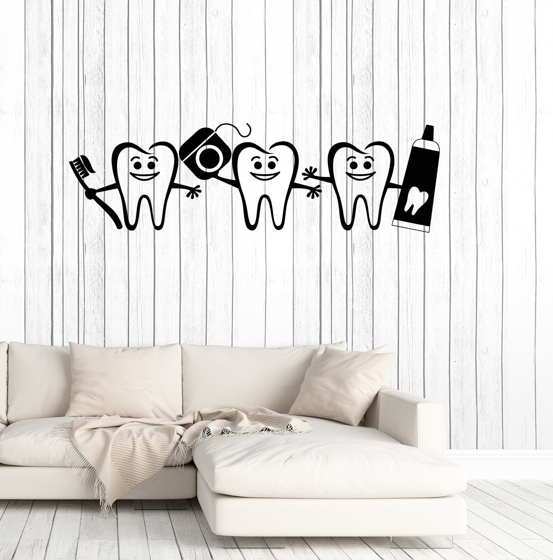 Vinyl Wall Decal Healthy Teeth Bathroom Dental Care Dentist Decor Stic ...