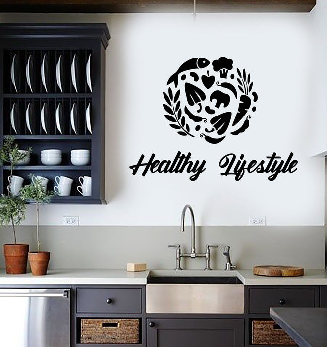 Vinyl Wall Decal Healthy Lifestyle Nutrition Fruits Vegetables Food Stickers Mural (g4117)