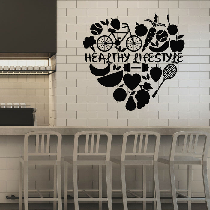 Vinyl Wall Decal Healthy Lifestyle Fruits Active Sport Love Stickers Mural (g8341)