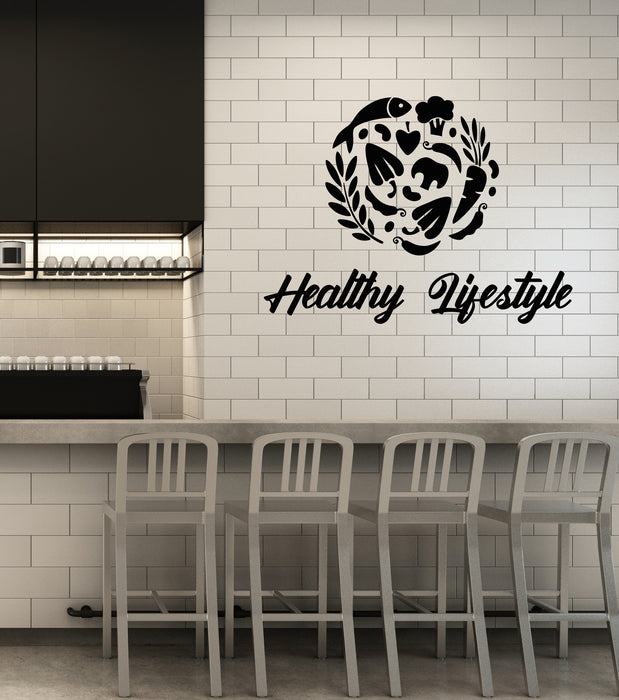 Vinyl Wall Decal Healthy Lifestyle Nutrition Fruits Vegetables Food Stickers Mural (g4117)