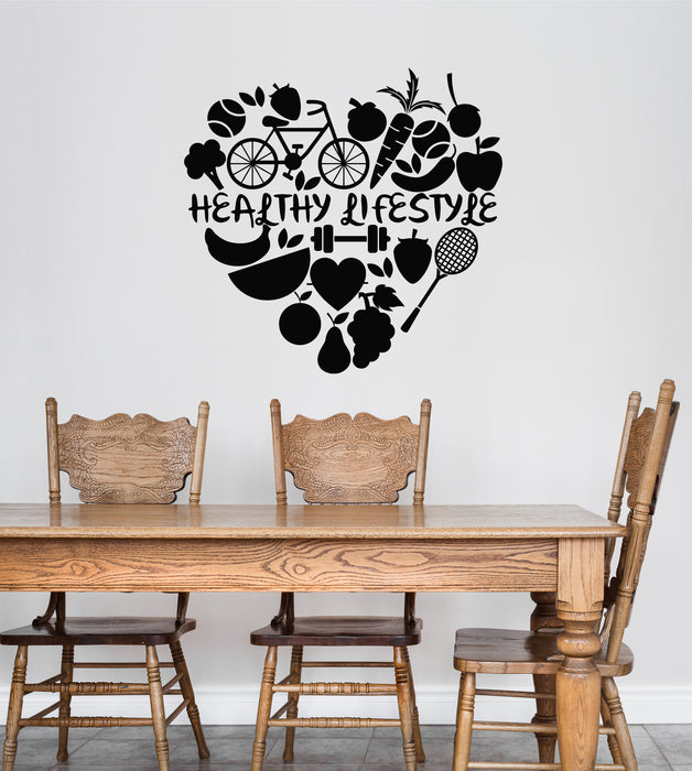 Vinyl Wall Decal Healthy Lifestyle Fruits Active Sport Love Stickers Mural (g8341)