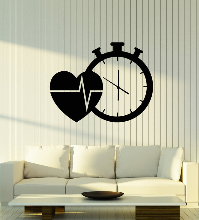 Vinyl Wall Decal Heart Cardio Clock Health Medicine Decor Stickers Mural (g1494)