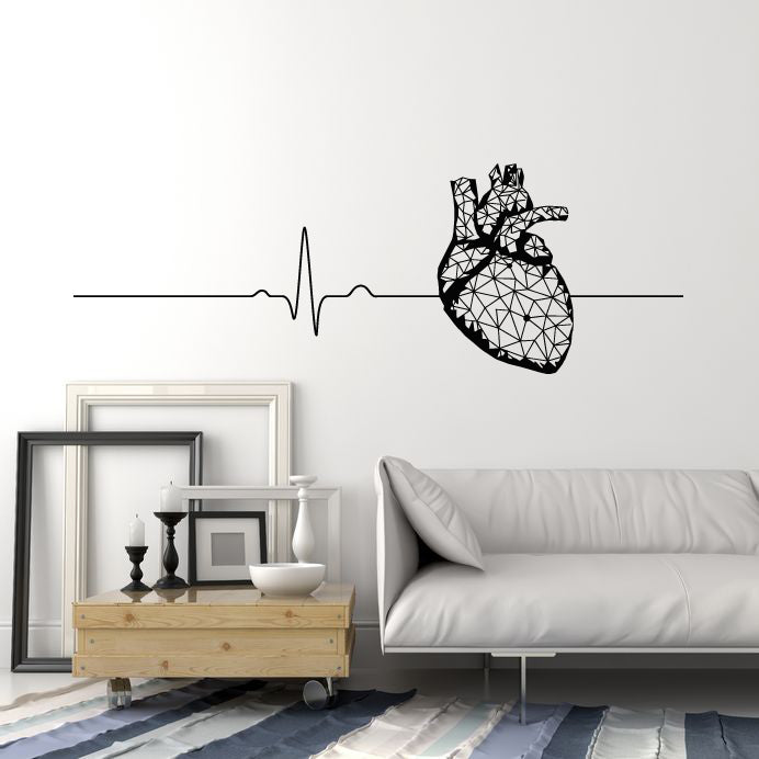 Vinyl Wall Decal Polygonal Heart Anatomy Health Medical Office Cardiogram Stickers Mural (g1945)