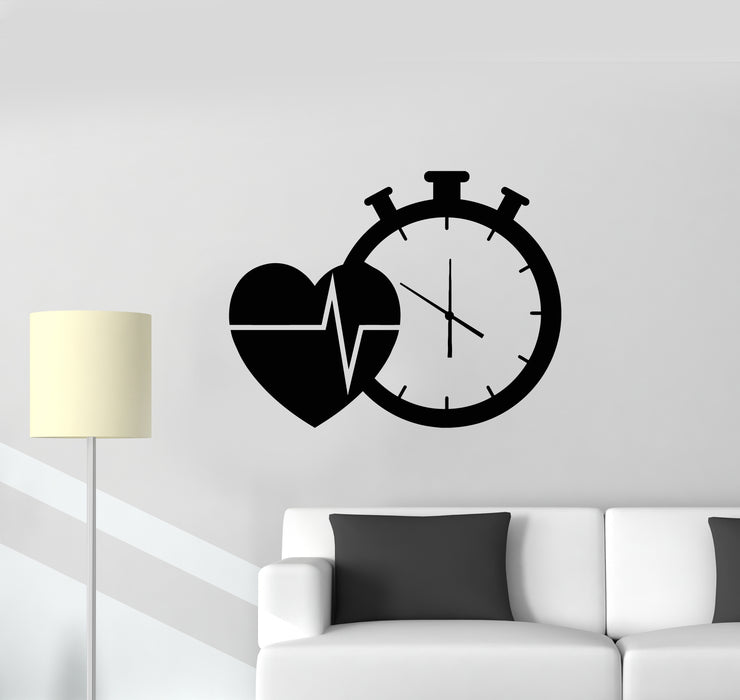 Vinyl Wall Decal Heart Cardio Clock Health Medicine Decor Stickers Mural (g1494)