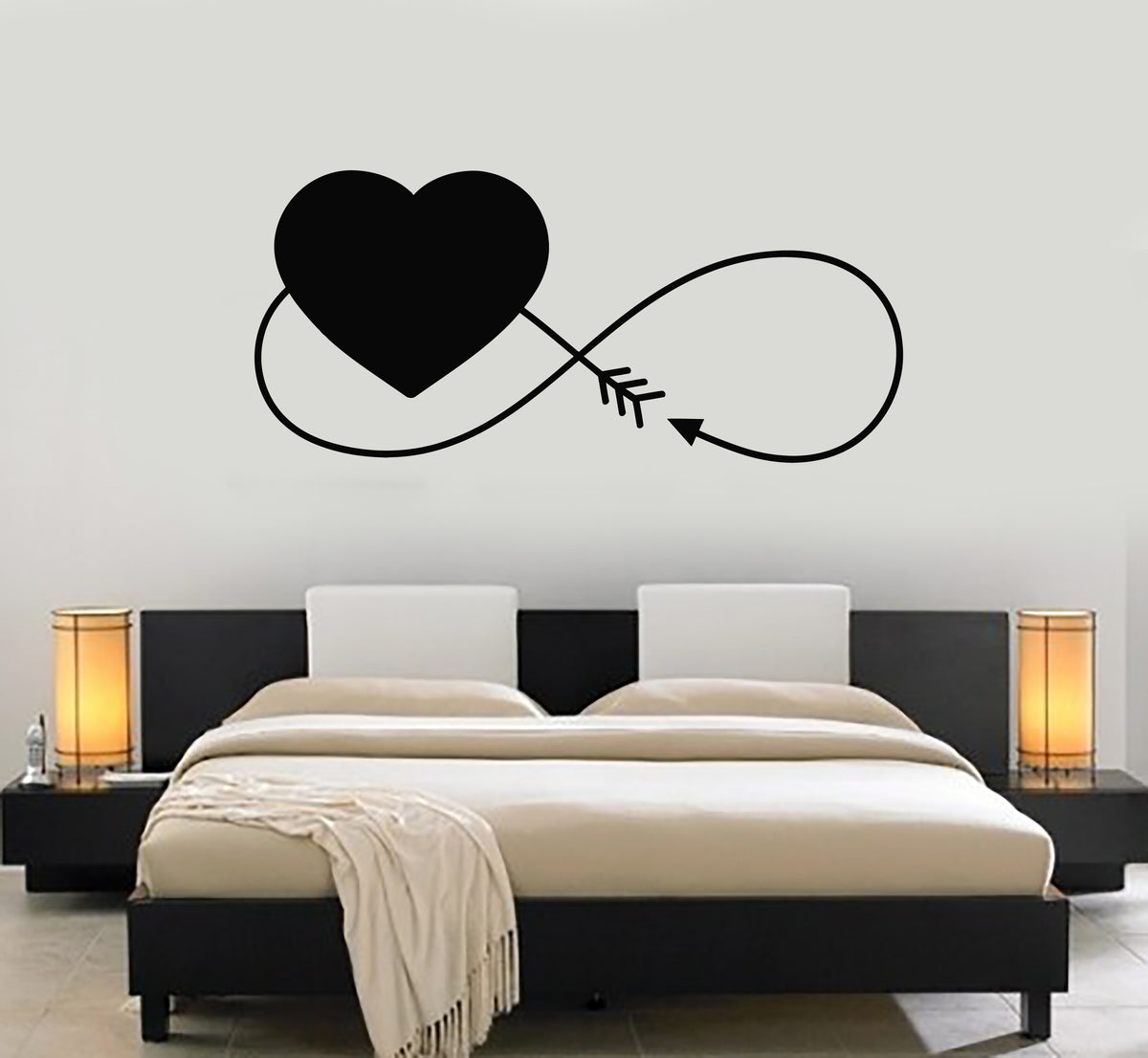 Vinyl Wall Decal Heart Arrow Symbol Infinity Fall In Love Romantic Sti ...