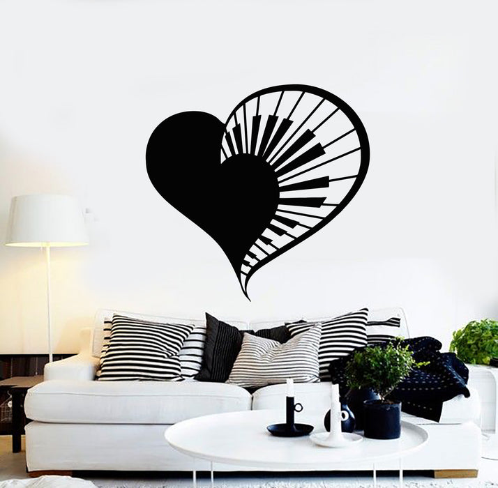 Vinyl Wall Decal Heart Piano Key Music Love Girl Room Stickers Mural (g735)