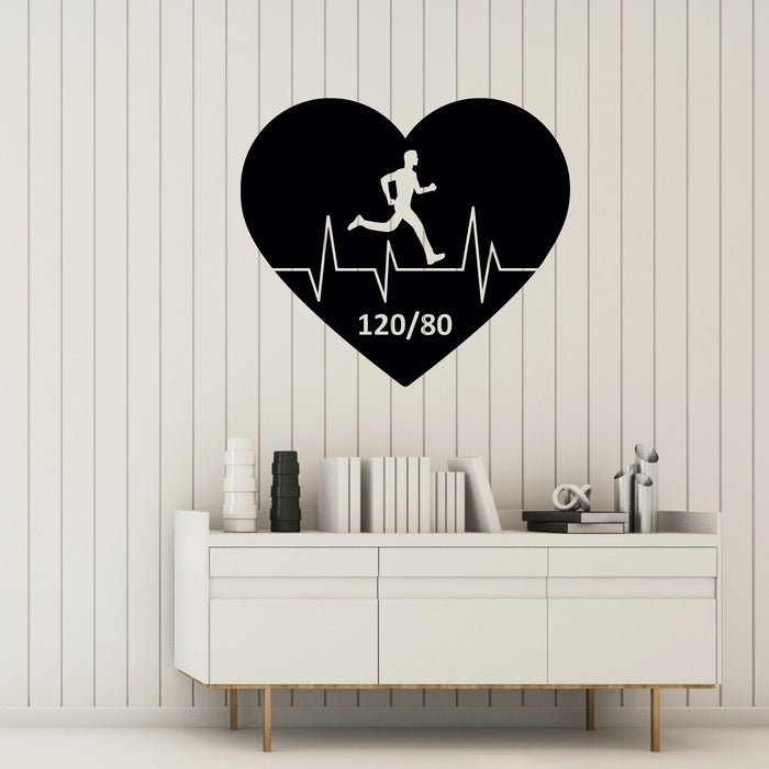 Heart Beat 120/80 Vinyl Wall Decal Running Healthy Life Gym Decor Stickers Mural (k243)