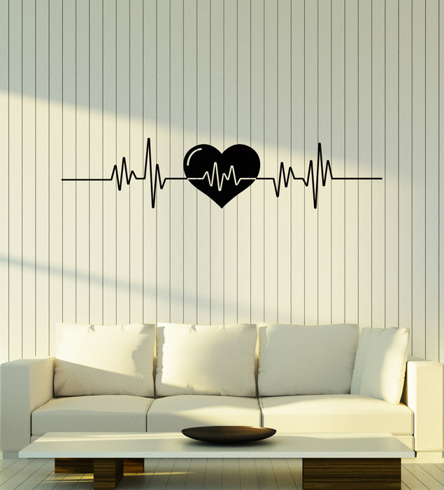 Vinyl Wall Decal Heart Beat Cardiogram Cardio Pulse Health Care Stickers Mural (g3643)